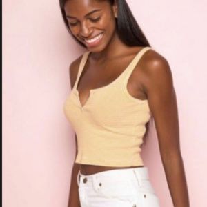Brandy Melville Mustard yellow stripe crop tank